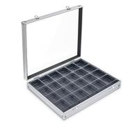 SAFE Vetrina 5881 in alluminio con 24 scomparti | 395 x 300 x 65 mm | Coperchio trasparente, inserti rimovibili & fissaggio a parete | Per minerali, figurine, Lego, collezionismo