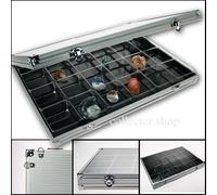 SAFE VETRINETTA IN ALU BIG CON 24 SCOMPARTI PER MINERALI - CRISTALLI - FOSSILI..