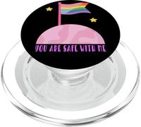 Safe With Me Rainbow Pride Bandiera Rosa Planet Safe Space LGBTQ PopSockets PopGrip per MagSafe