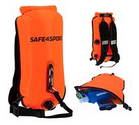 Safe4sport RunSwimmer - Boa di Sicurezza Gonfiabile per Il Nuoto e Zaino 3in1 - Grande Boa con Una Tasca asciutta per Le Cose 28L - Boa da Triathlon