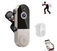 Safedoorbell - Campanello video wireless Wi-Fi, senza costi mensili, per una protezione domestica più intelligente (T50, beige)