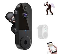 Safedoorbell - Campanello video wireless Wi-Fi, senza costi mensili, per una protezione domestica più intelligente (T50, nero)
