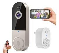 Safedoorbell The Smarter Way to Protect Your Home, Safe Doorbell Camera Wireless, Wireless Wi-Fi Video Doorbells Smart WiFi Doorbell Cameras, with Motion Detection (Beige)