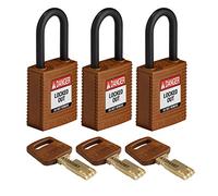 SafeKey - Lucchetto in nylon marrone, 3,8 cm, in plastica, confezione da 3