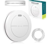 Safeliveo Rilevatore di fumo, batteria da 10 anni, senza LED lampeggiante, funzione silenziosa, con cuscinetti adesivi, suono di allarme da 85 dB, allarme antincendio domestico, 1-Pack (Autonomo)