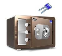 Safes Small Home,Steel Fire-Resistant,Burglar-Proof And Tamper-Proof Mechanical,Storage Box,Brown, 25x35x25cm