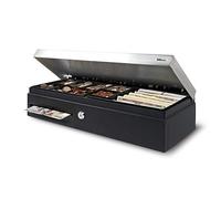 Safescan SD-4617S - Cassetto per contanti nero con 6 banconote/8 gettoni, vassoio interno regolabile, alimentazione 12 V dura almeno 1 milione di cicli, blocco a 2 posizioni (aperto e stand-by), garanzia di 3 anni
