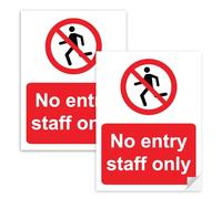 SAFESIGN (2 pezzi) No Entry Staff Only adesivi in vinile 200 x 150 mm - Solo personale/autorizzato/Keep Out/Beyond this point conforme alla norma EN ISO 7010:2012