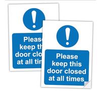 SAFESIGN (2 pezzi) Please Keep This Door Closed At All Times Adesivi autoadesivi in PVC - 200 mm x 150 mm - Sicurezza Salute vinile impermeabile conforme alla norma EN ISO 7010:2012