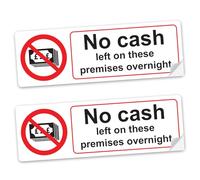 SAFESIGN - Adesivi in vinile con scritta "No Cash Left On These Premises", 200 x 66 mm, conformi alla norma EN ISO 7010:2012, confezione da 2