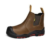 SAFETOE M-8025NBO - Stivali antinfortunistici da uomo, vestibilità larga, punta rinforzata in composito, stivali da lavoro ESD antistatici, impermeabili, in pelle bovina Heavy Duty, anti-chiodo