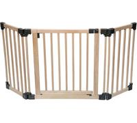 Safetots Barriera di Sicurezza Multipannello Multiuso in Legno, fino a 176cm, Legno Naturale, 76cm di Altezza, Barriera Versatile, Divisorio per Stanze con Cancelletto per Bambini e Neonati