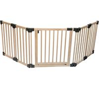 Safetots Barriera di Sicurezza Multipannello Multiuso in Legno, fino a 256cm, Legno Naturale, 76cm di Altezza, Barriera Versatile, Divisorio per Stanze con Cancelletto per Bambini e Neonati
