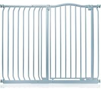 Safetots Cancelletto di Sicurezza Extra Alto con Parte Superiore Incurvata, 116cm - 125cm, Grigio Opaco, Extra Alto con 100cm di Altezza, Montaggio a Pressione per Scale, Barriera di Sicurezza