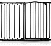 Safetots Cancelletto di Sicurezza Extra Alto con Parte Superiore Incurvata, 116cm - 125cm, Nero Opaco, Extra Alto con 100cm di Altezza, Montaggio a Pressione per Scale, Barriera di Sicurezza
