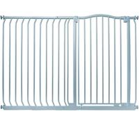 Safetots Cancelletto di Sicurezza Extra Alto con Parte Superiore Incurvata, 134cm - 143cm, Grigio Opaco, Extra Alto con 100cm di Altezza, Montaggio a Pressione per Scale, Barriera di Sicurezza