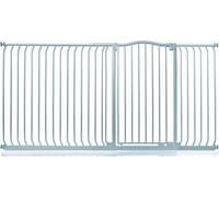 Safetots Cancelletto di Sicurezza Extra Alto con Parte Superiore Incurvata, 198cm - 207cm, Grigio Opaco, Extra Alto con 100cm di Altezza, Montaggio a Pressione per Scale, Barriera di Sicurezza