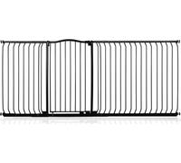 Safetots Cancelletto di Sicurezza Extra Alto con Parte Superiore Incurvata, 216cm - 225cm, Nero Opaco, Extra Alto con 100cm di Altezza, Montaggio a Pressione per Scale, Barriera di Sicurezza