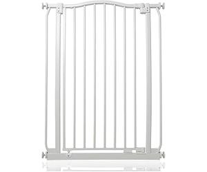 Safetots Cancelletto di Sicurezza Extra Alto con Parte Superiore Incurvata, 71cm - 80cm, Bianco Opaco, Extra Alto con 100cm di Altezza, Montaggio a Pressione per Scale, Barriera di Sicurezza