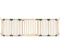 Safetots Divisorio Multipannello in Legno, Fino a 256cm, Legno Naturale, 76cm di Altezza, Barriera Versatile a più Pannelli, Divisorio per Stanze con Cancelletto per Bambini e Neonati