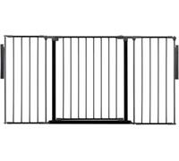 Safetots Divisorio Premium Multipannello, Fino a 148cm di Larghezza, Nero, 70cm di Altezza, Barriera Divisoria Multipannello Versatile, Divisorio per Stanze per Bambini e Neonati con Cancelletto