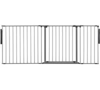 Safetots Divisorio Premium Multipannello, Fino a 187cm di Larghezza, Grigio, 70cm di Altezza, Barriera Divisoria Multipannello Versatile, Divisorio per Stanze per Bambini e Neonati con Cancelletto