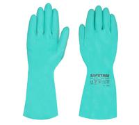 SAFETREE 15mil 33cm Guanti resistenti agli agenti chimici in nitrile verde Guanti sicuri per MICROORGANISMS resistenti all'olio e agli acidi senza lattice