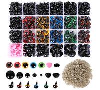 Safety Eyes 796pcs Plastic Safety Eyes and Noses, 6-20mm Black Craft Doll Eyes with Washers Assorted Sizes Bear Nose for Plush Animal Crochet Bear Toys Crafts Making