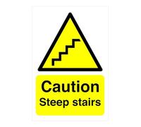 Safety First Display LTD Cartello di sicurezza ""Caution Steep stairs"", in plastica rigida, 1,2 mm, 300 x 200 mm