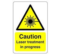 Safety First Display LTD Segnale di attenzione al trattamento laser - Adesivo autoadesivo ad alta aderenza (200 mm x 150 mm) Distanza di visualizzazione entro 5 m.