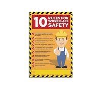 Safety First Workplace Poster - Set of Essential Rules Canvas Print, Motivational Safety Guidelines Wall Art for Office & Industrial Decor (Unframed,16x24inch(40x60cm))
