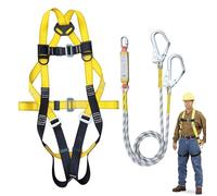 Safety Harness - Polyester + Metal | Full Body Fall Arrest Protection Kit | 5 Point Adjustable Climbing Harness With Waist Belt , Adjustable Waist Belt With Thickened Belly Support For Roofing Constru