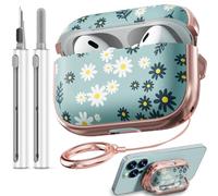 Safety Lock Inesore Flowers Cute Case Compatible with AirPod Pro (1st/2nd Gen) - Daisy Flowers Case for Women Girls, with Cleaning Kit (2023 USB-C/2022/2019)