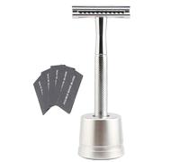 Safety Razor - Razor di sicurezza da uomo, classico in metallo a doppio taglio | a rasatura bagnata per viaggi, strumento di toelettatura riutilizzabile tradizionale, kit di rasatura vin