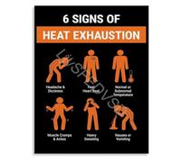 Safety Training Poster 6 Signs of Heat Exhaustion Infographic Identification Guide Canvas for Work and Warehouse(Framed,16x24inch(40x60cm))