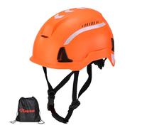 SAFEYEAR Casco di sicurezza tipo 2, casco da costruzione e arrampicata EN397 & EN12492, casco da lavoro con sottogola, ventilazione, strisce riflettenti e manopola 53-64 cm, casco protettivo per