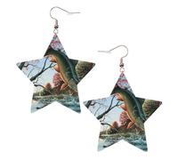 Safflower Flying Fish Orecchini da donna, alla moda, orecchini pendenti celesti, gioielli a forma di stella per un versatile, One Size, Pelle
