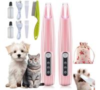 Saffory Paw Trimmer, Ultra-Low Noise, Saffury Electric Dog Paw Trimmer, Saffory Dog Trimmer with LED Light, Rechargeable Saffory Trimmer for Paws Eyes Ears Face Rump, Cats & Dogs (2PCS-Pink)
