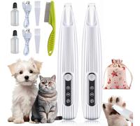 Saffory Paw Trimmer, Ultra-Low Noise, Saffury Electric Dog Paw Trimmer, Saffory Dog Trimmer with LED Light, Rechargeable Saffory Trimmer for Paws Eyes Ears Face Rump, Cats & Dogs (2PCS-White)