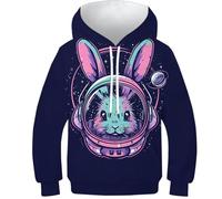 SAFGTXHTR Unisex Bambino Colourful Rabbits Felpe con Cappuccio Stampa 3D Pullover Divertente Sportivo Manica Lunga Felpe con Cappuccioper con Tasche 6-15 Anni