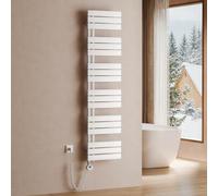 S'AFIELINA Scaldasalviette Elettrico con Termostato Bianco 1599x400mm 800 Watt Radiatore per Asciugamani con Resistenza Elettrica Timer Termoarredo per Bagno Pannello Laterale