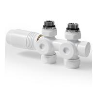 S'AFIELINA Set Multiblock per Radiatori e Radiatori da Bagno - Collegamento con Valvola Termostatica, Valvola di Intercettazione e Accessori di Riscaldamento, Bianco (Rame φ15 mm + PEX-AL-PEX φ16 mm)