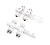 S'AFIELINA Set Multiblock per Radiatori e Radiatori da Bagno - Collegamento con Valvola Termostatica, Valvola di Intercettazione e Accessori di Riscaldamento, Bianco (15+16 MM 2 pezzi)