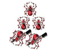 SAFIGLE 1 Set forcina di ragno allarmante gioielli di ragno incantesimi Halloween arredamento anello decorativo piccolo anello clip di punk strass rosso