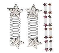 SAFIGLE 10 pezzi fermagli per invisibili pettine con strass a forma di stella per fissare i, pettini per creare chignon, supporto per chignon, strumenti per acconciature da donna e da ragazza