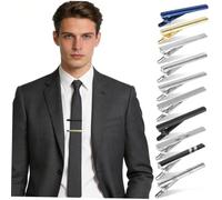 SAFIGLE 10 Pezzi Set con Confezione Fermacravatta in Rame Argento Previene lo Spostamento della Cravatta Migliorando L’immagine Professionale per Matrimoni e Riunioni