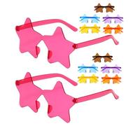 SAFIGLE 12 Pezzi Occhiali da Sole Femminili Stella Senza Montatura Multicolore Trasparenti per Feste Accessori Foto Divertenti per Addio al Nubilato Natale e Festival