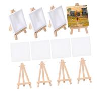SAFIGLE 12 Set Mini Cavalletti in Legno con Supporti Bianchi per Pittura Olio Kit Completo per Principianti Portatile e Facile da Usare per Hobby Artistici e Fai da Te