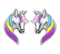 SAFIGLE 1paio Orecchini Unicorno Per Bambine Gioielli Colorati e Divertenti Per Feste e Occasioni Speciali Confezione Cartonata Di Orecchini Clip
