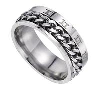 SAFIGLE 1pezzi Anello Acciaio Titanio Unisex Con Design Rotante e Numeri Romani Accessorio Versatile Per Ogni Occasione Personalizzabile e Resistente